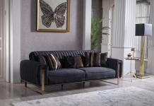  3-Sitzer Sofa SINGAPUR von Seher Bomis Microfaser soft schwarz 