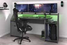 Gamer Tisch PC Schreibtisch inkl LED Beleuchtung Set Up von Parisot Grau / Schwarz 