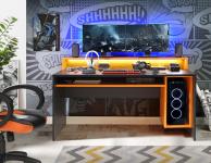  Gamer Tisch PC Schreibtisch TZRB212 TEZAUR von Forte Schwarz / Orange 