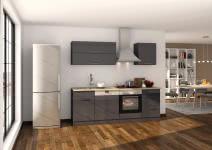  Küchenblock 220 inkl E-Geräte von PKM (3 tlg) MAILAND von Held Möbel Graphit / Eiche Sonoma 