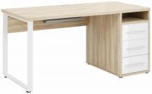  Schreibtisch inkl 4 Schubladen OFFICE von MAJA Eiche natur / Weißglas 