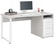  Schreibtisch inkl 4 Schubladen OFFICE von MAJA Platingrau / Weißglas 