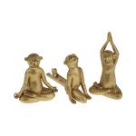  Yoga-Affen 3er Set 11-15 cm Gold von Werner Voss 
