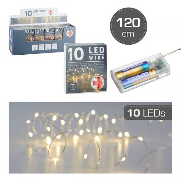 Lichterkette 10 LED MIKRO Timer 120 cm lang von CEPEWA Silber / Weiss 