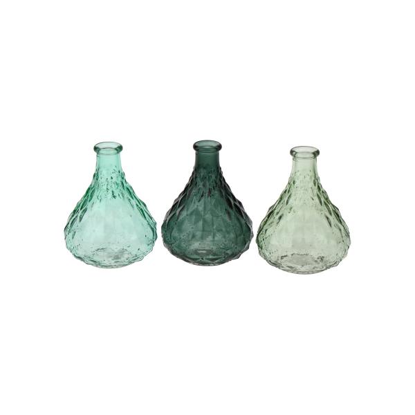  Mini Vase 2er Set bauchig 3 Sorten Glas grün / grau / blau von Werner Voss 