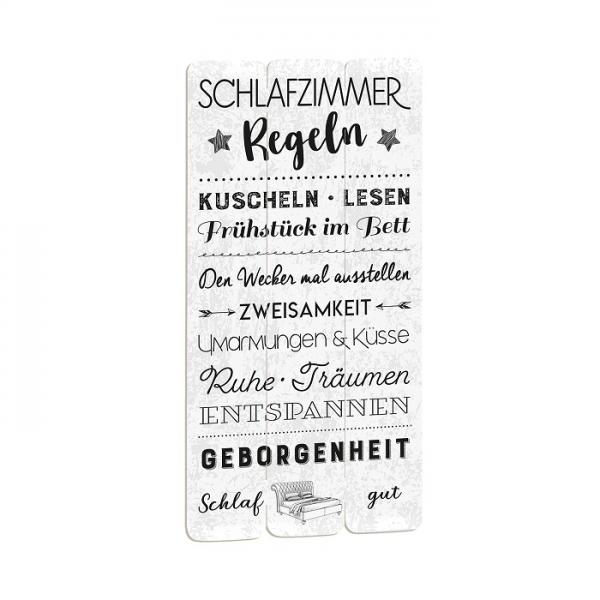 Wandbild 30x60 SCHLAFZIMMER-REGELN von CEPEWA Weiss / Schwarz 