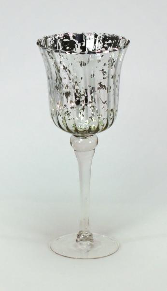  Windlicht auf Fuß 30 cm hoch Glas silber von Werner Voss 