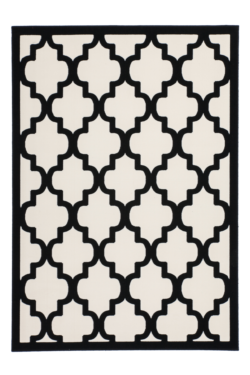 Teppich Flachflor mit 3D-Effekt und geometrischem Design in Elfenbein/Taupe 