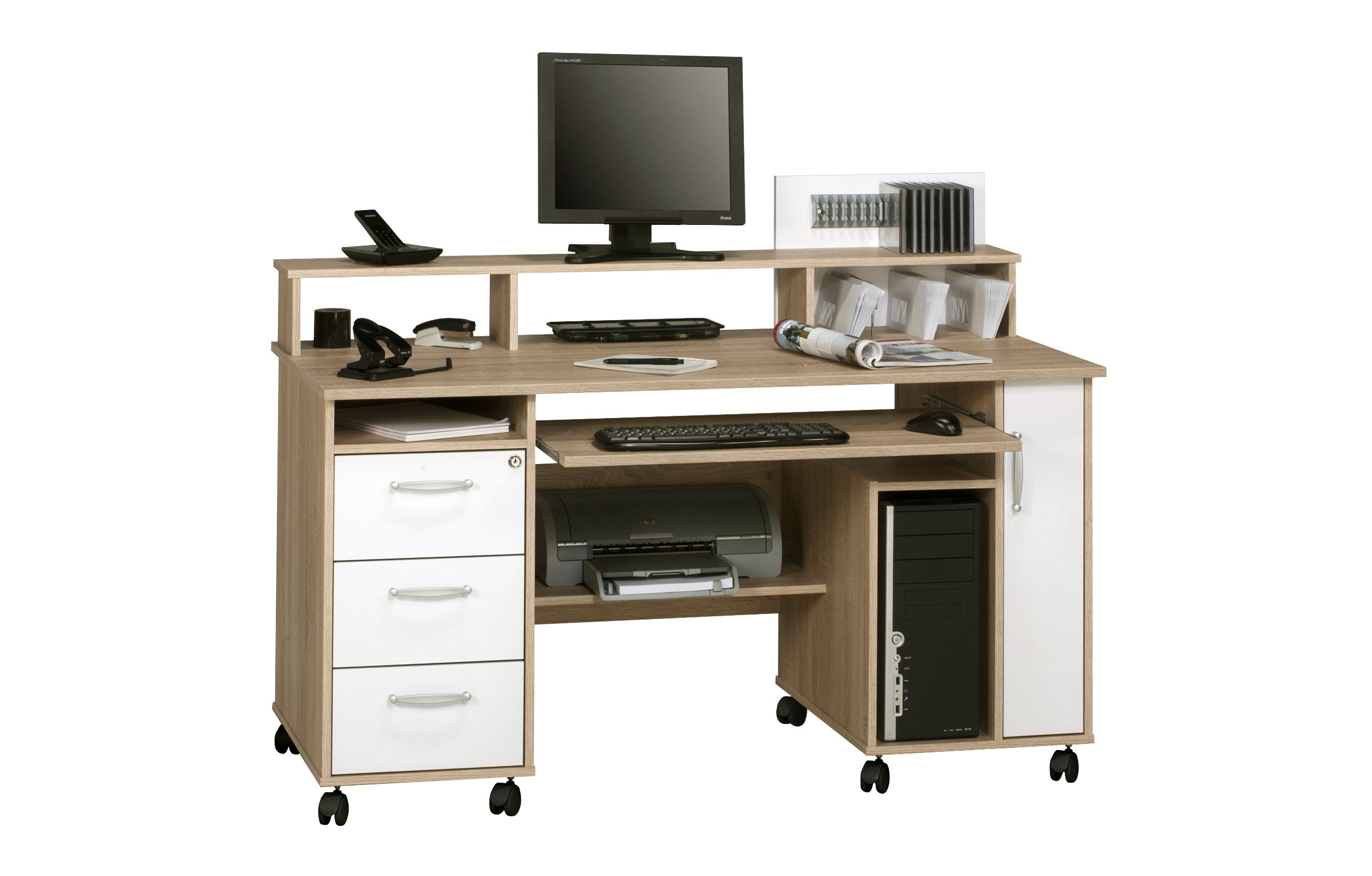 Schreibtisch / Computertisch Office 9475 von MAJA Sonoma Eiche / Icy Weiß