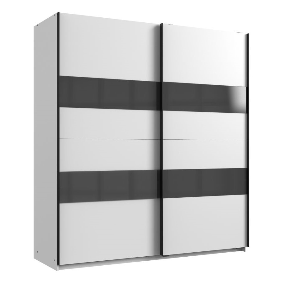 Schwebetürenschrank 2-trg 180cm breit Grey von 1 Weiß / Wimex Glas ALTONA
